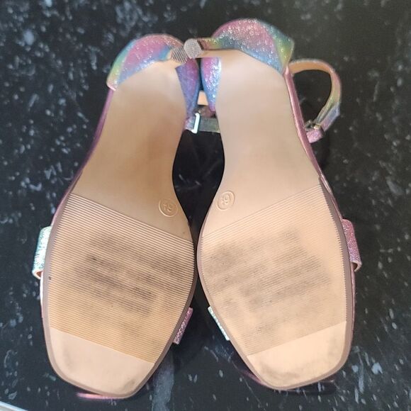 WILD PAIR BETHIE2 RAINBOW GLITTER BREATHABLE BESTIE SQUARE TOE SANDAL - Picture 14 of 16